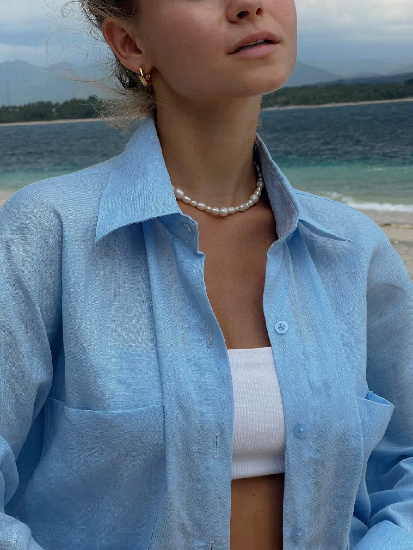 Base Linen Shirt in Blue Sky