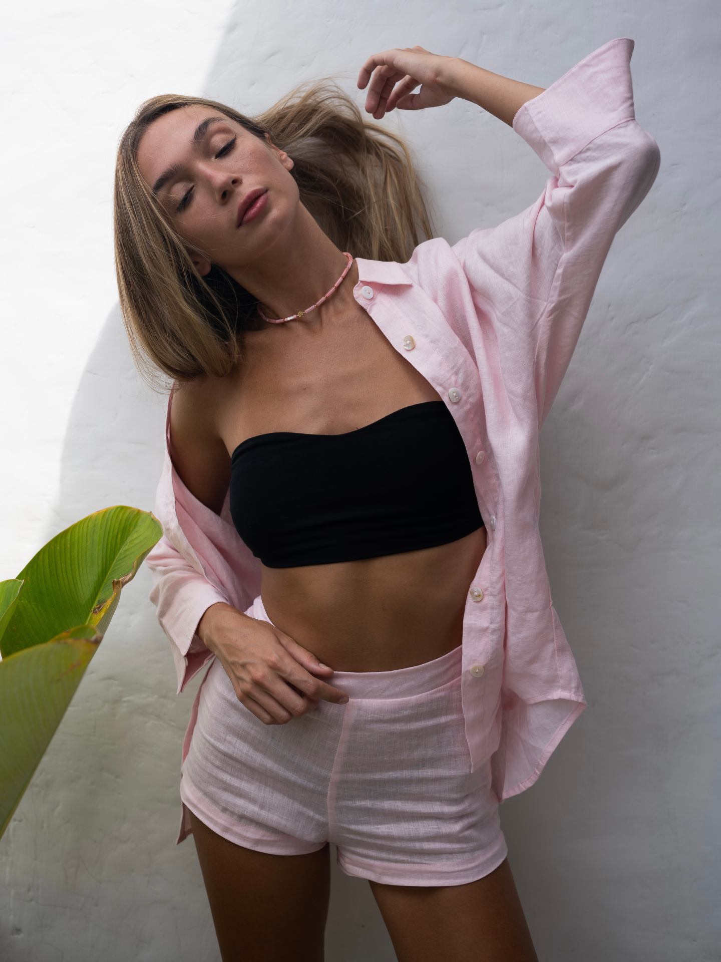 Blooming Linen Shirt in Baby Pink