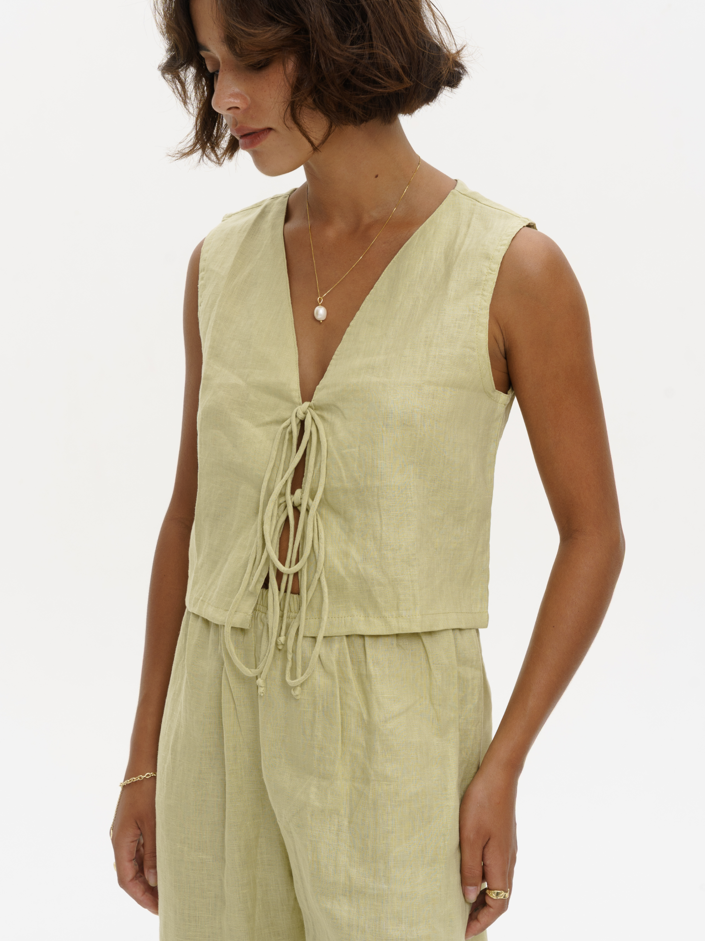 Linen Relaxed Pants in Pistachio