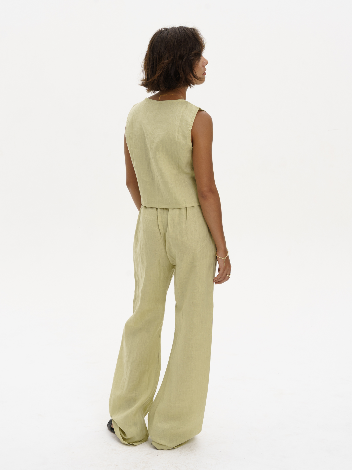 Linen Relaxed Pants in Pistachio