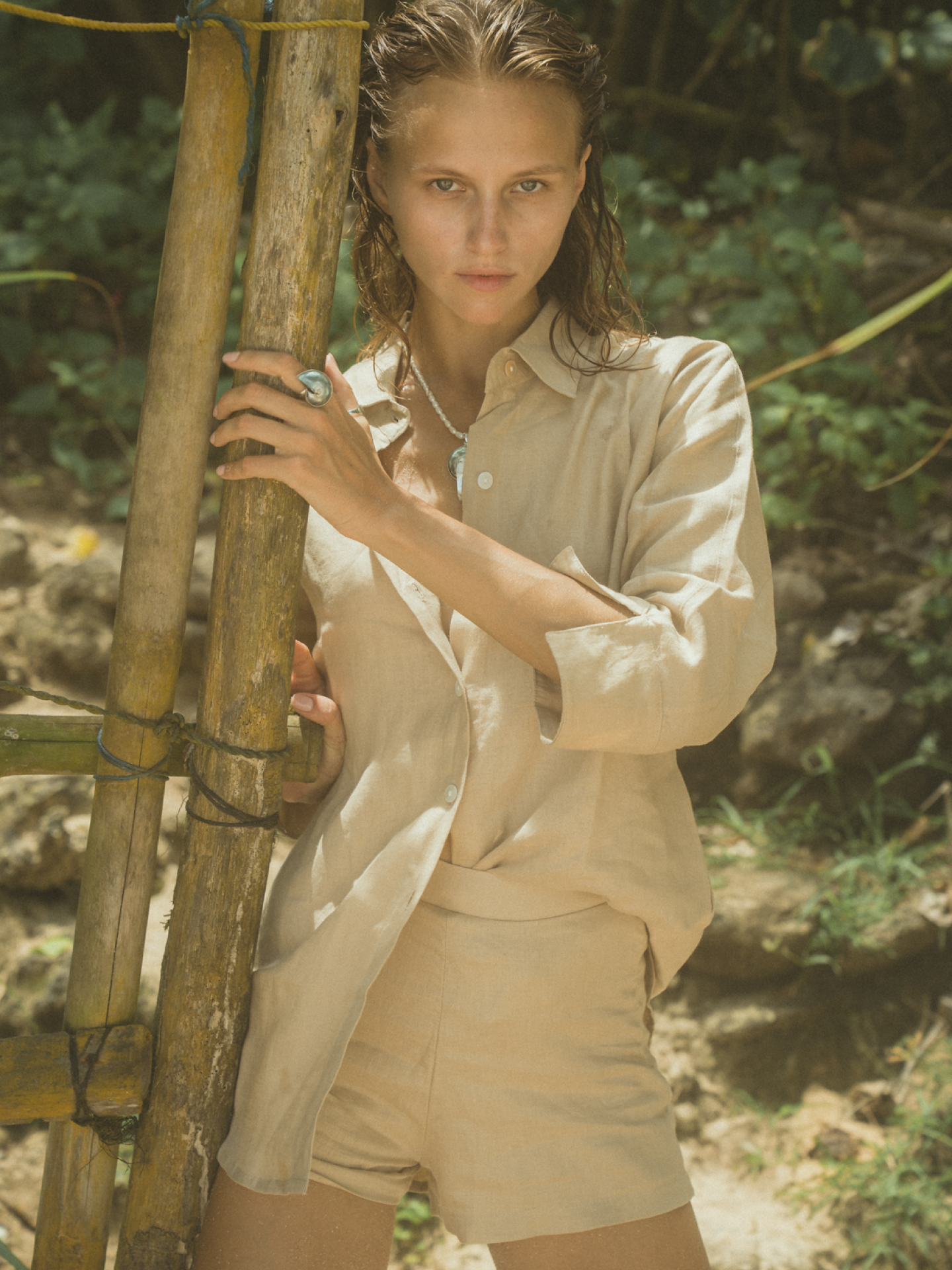 Blooming Linen Shirt in Beige