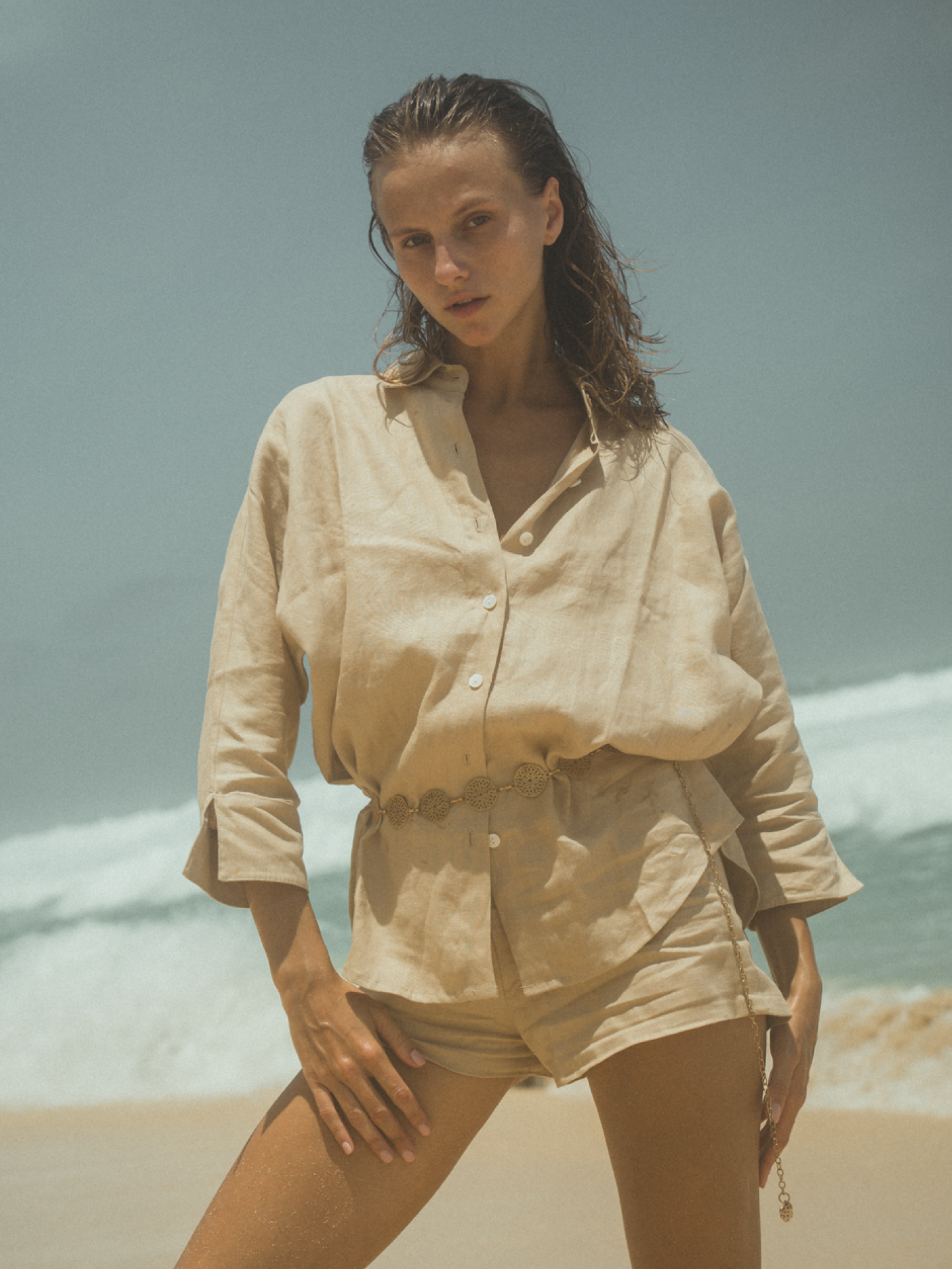 Blooming Linen Shirt in Beige