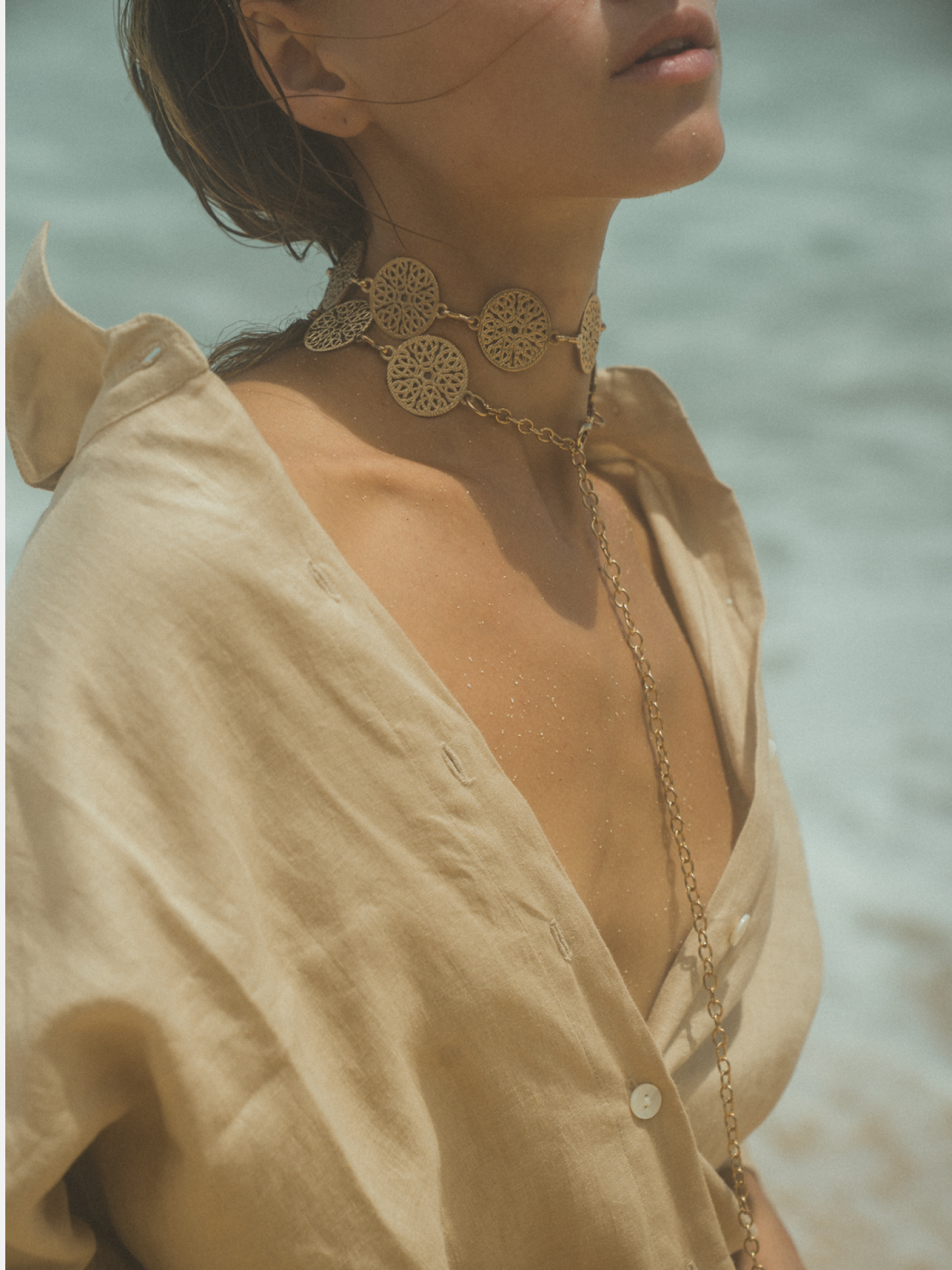 Blooming Linen Shirt in Beige
