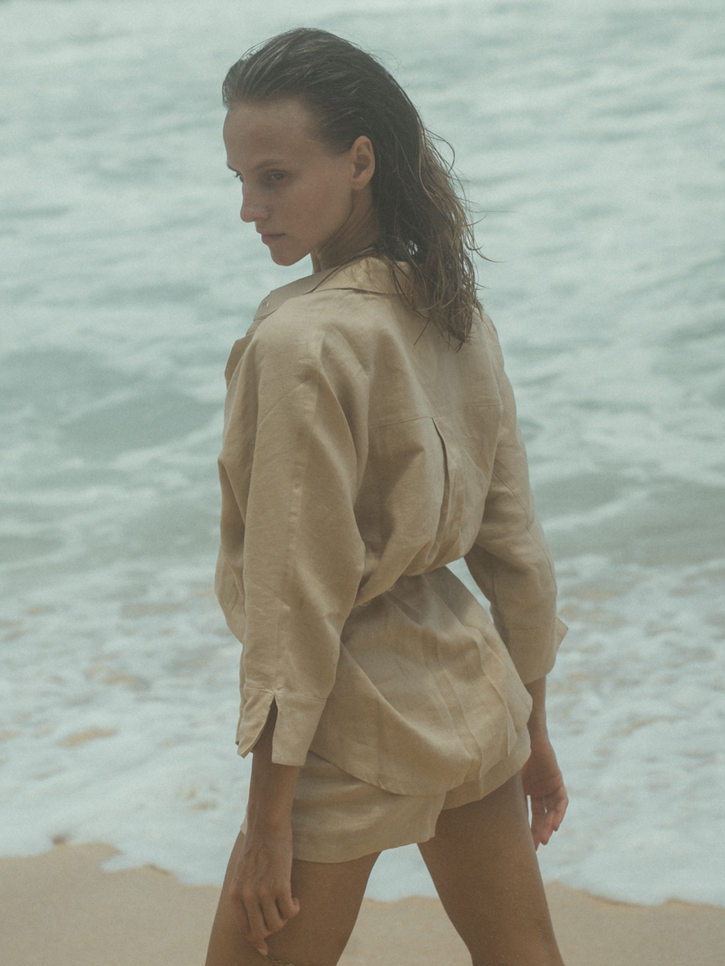 Blooming Linen Shirt in Beige
