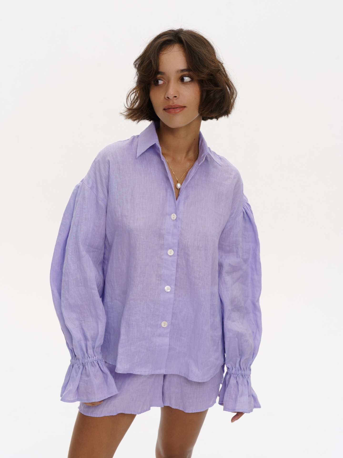 Parisian Linen Shirt in Lavender