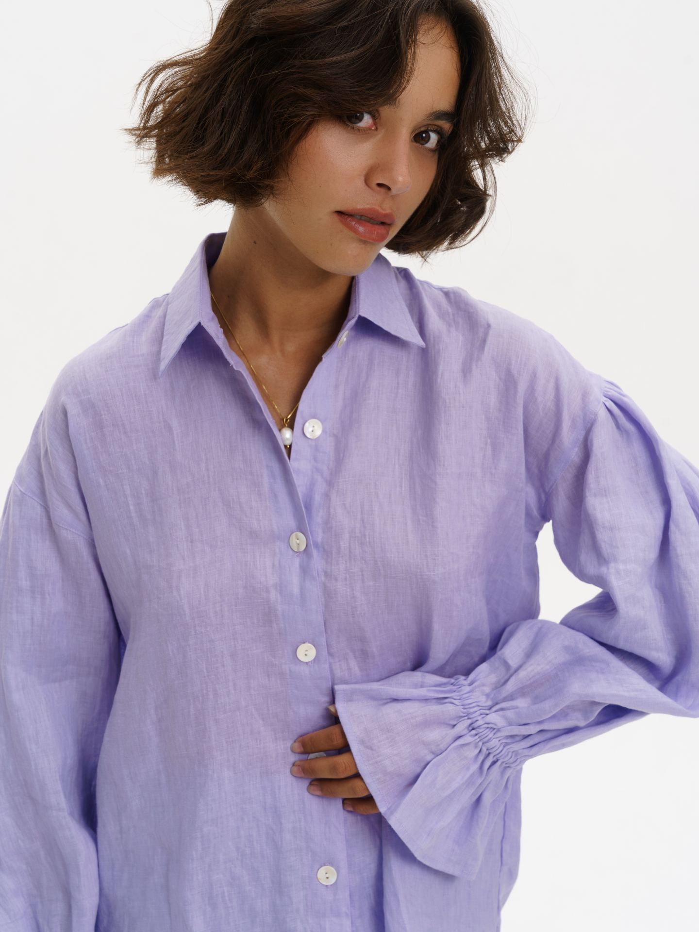 Parisian Linen Shirt in Lavender