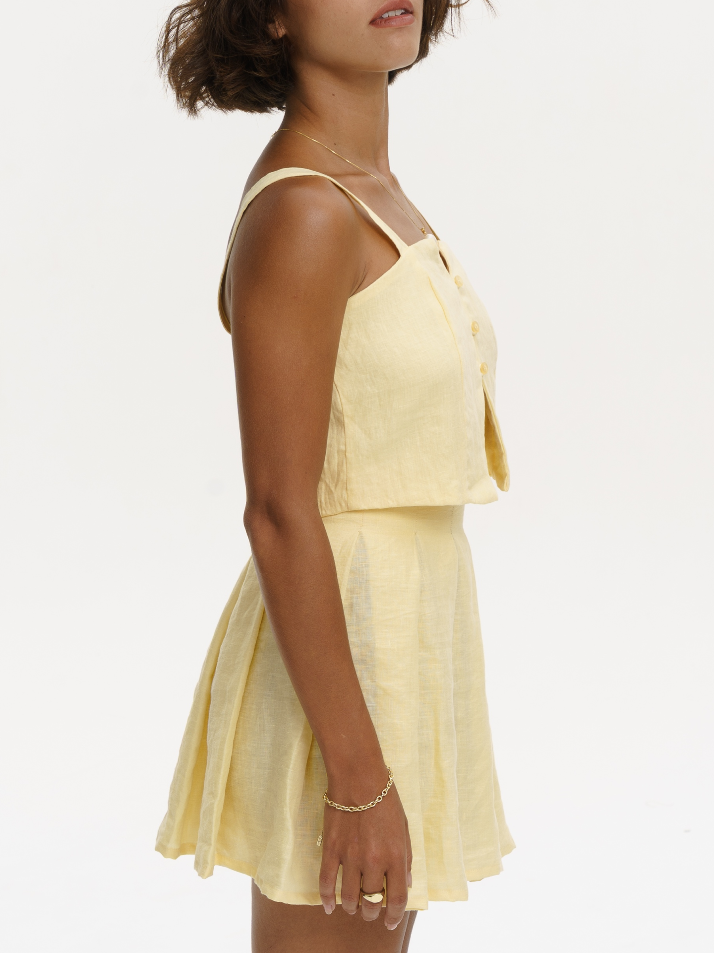 Court Linen Vest in Yellow