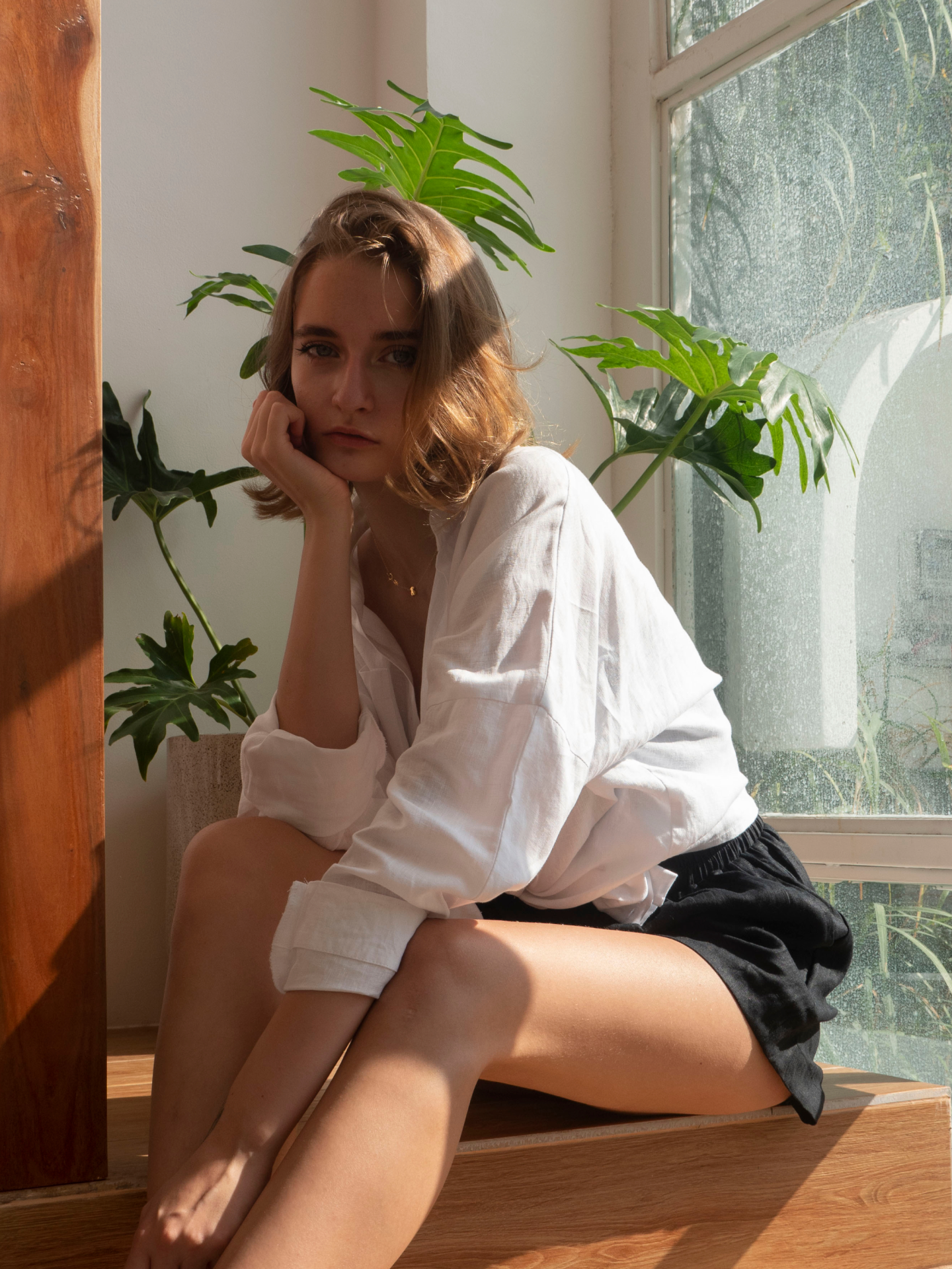Base Linen Shirt in Pearl White