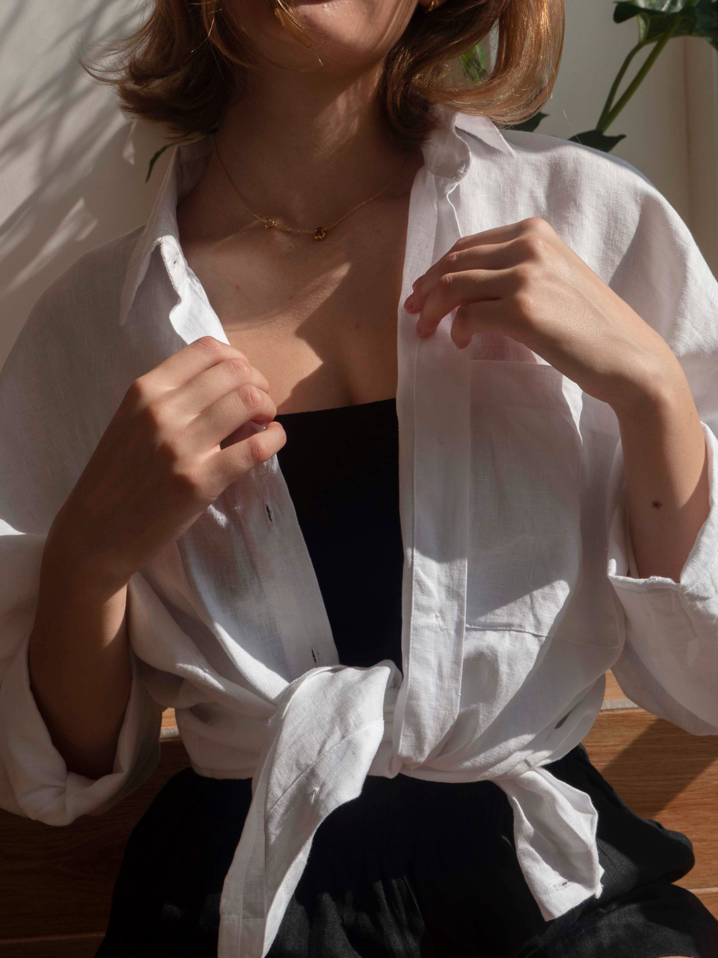 Base Linen Shirt in Pearl White