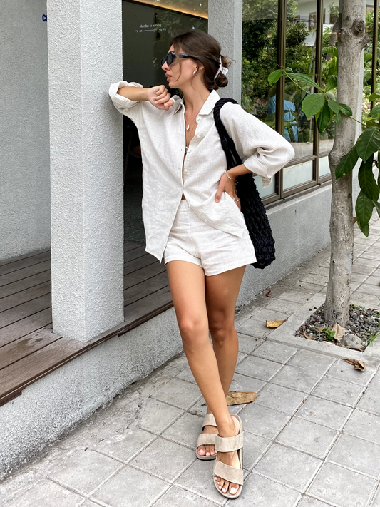 Blooming Linen Shorts in Stripe