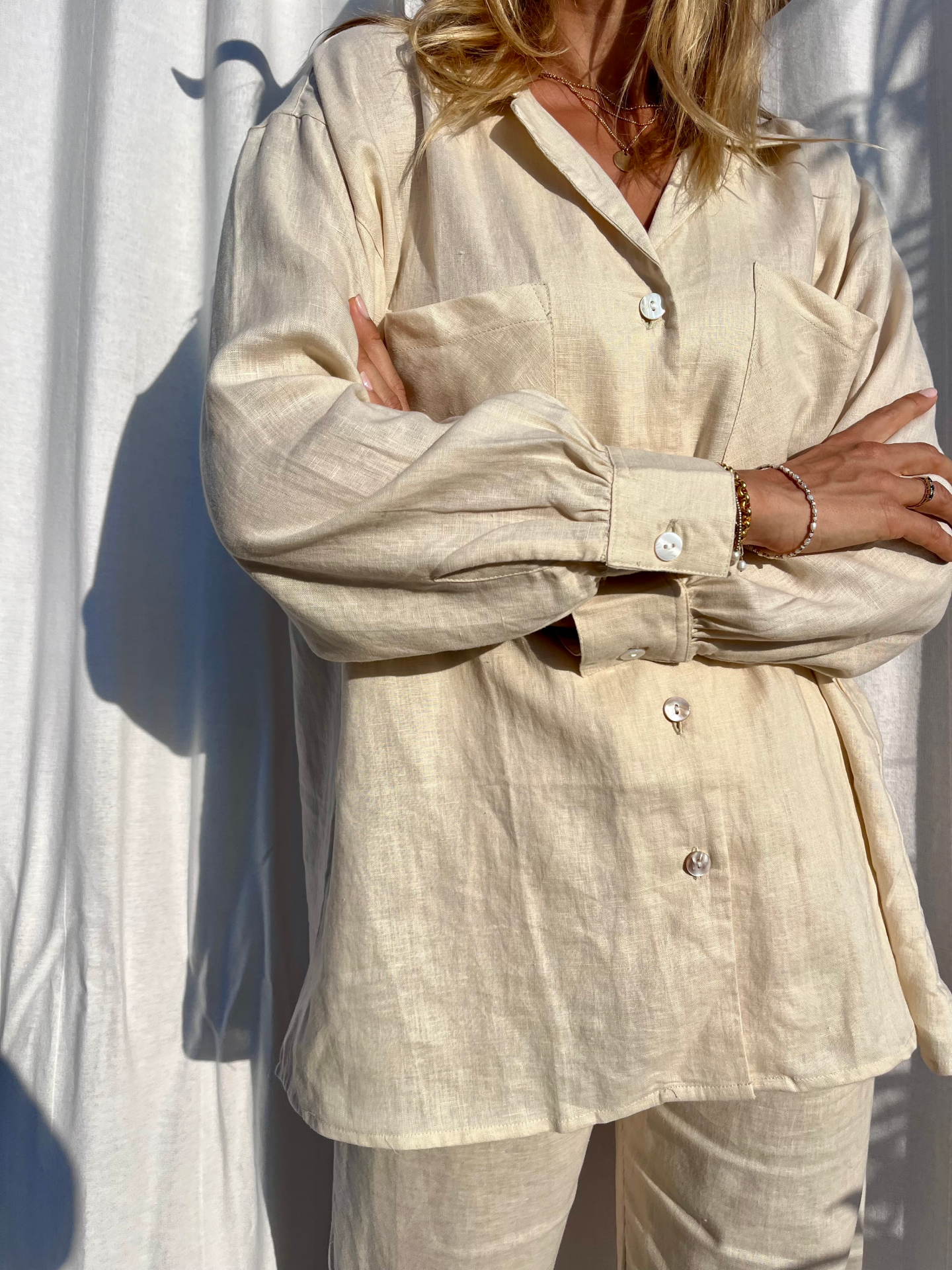 Oversized Linen Shirt in Cream