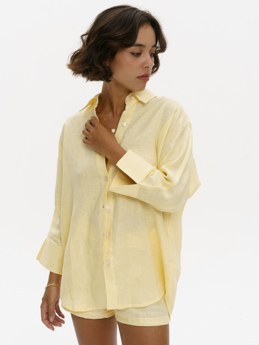 Blooming Linen Shirt in Yellow