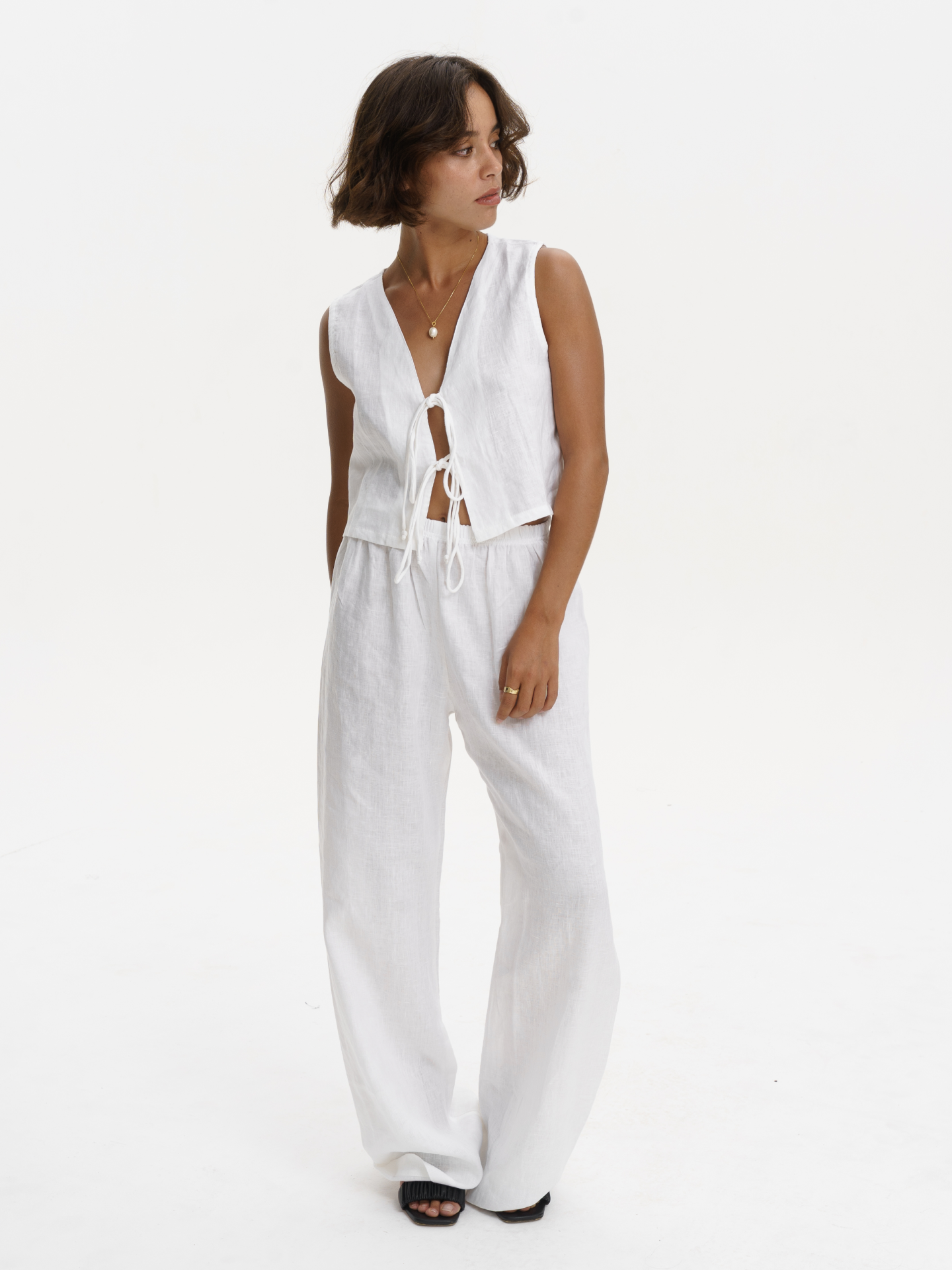 Linen Relaxed Pants in White