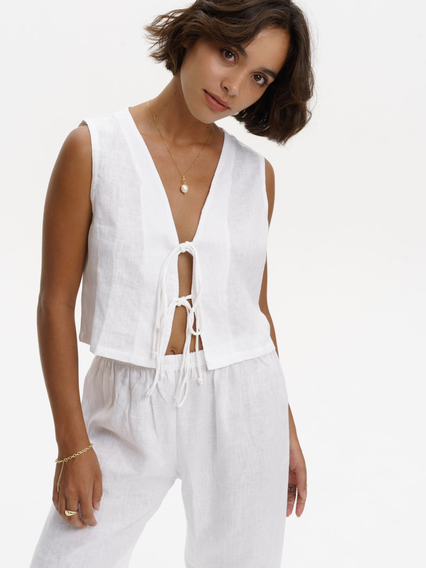 Linen Relaxed Pants in White