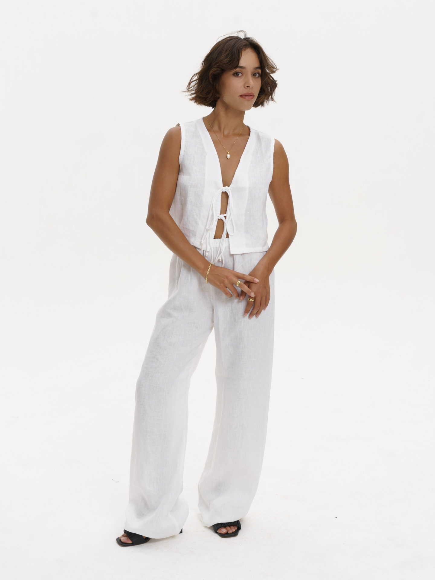 Linen Relaxed Pants in White