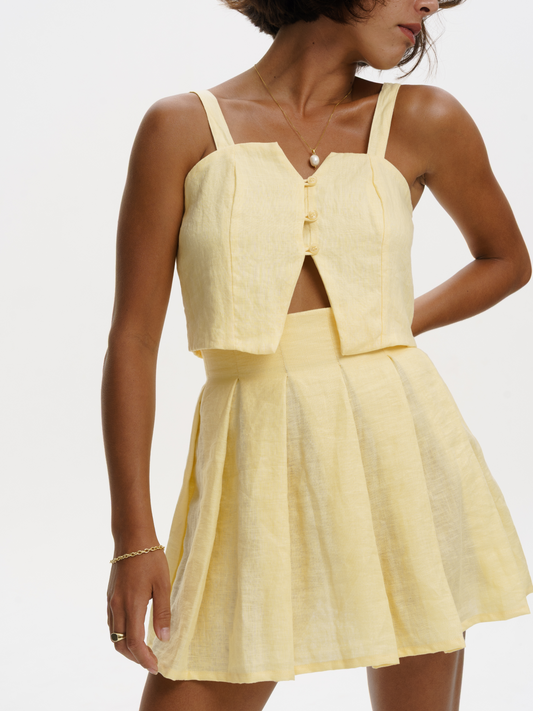 Court Linen Skirt in Yellow