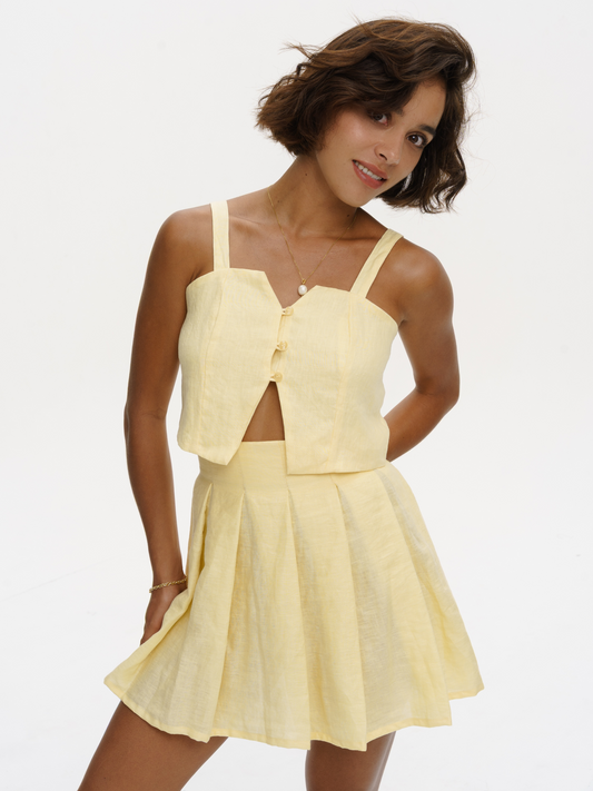 Court Linen Skirt in Yellow
