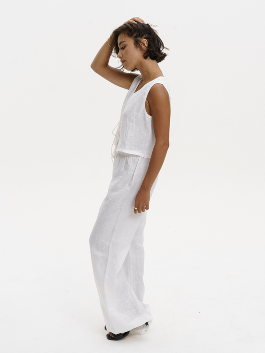 Linen Relaxed Pants in White