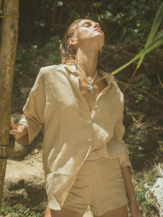 Blooming Linen Shirt in Beige