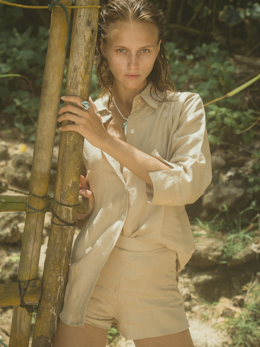 Blooming Linen Shirt in Beige