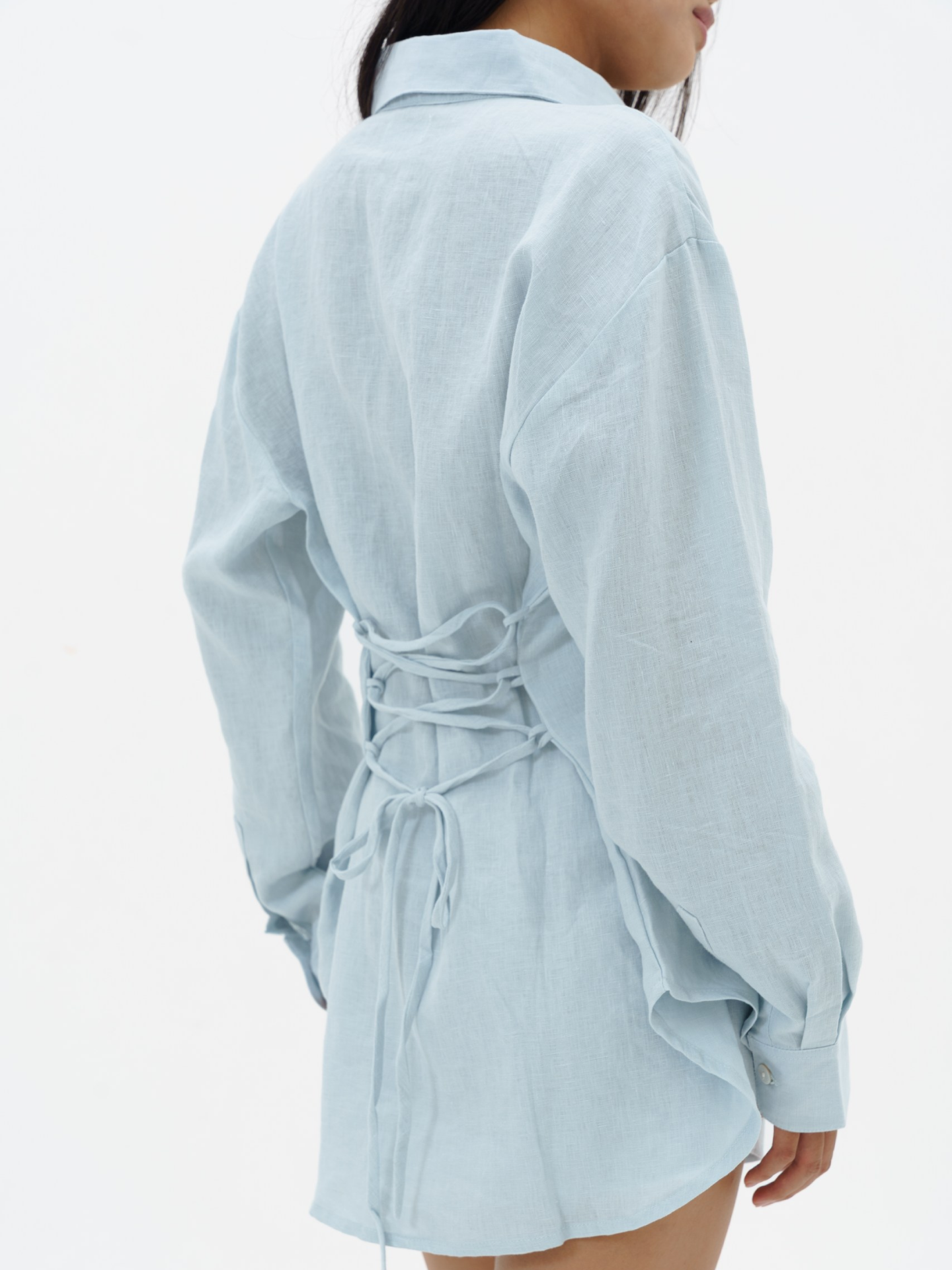 Softband Linen Shorts in Iced Blue