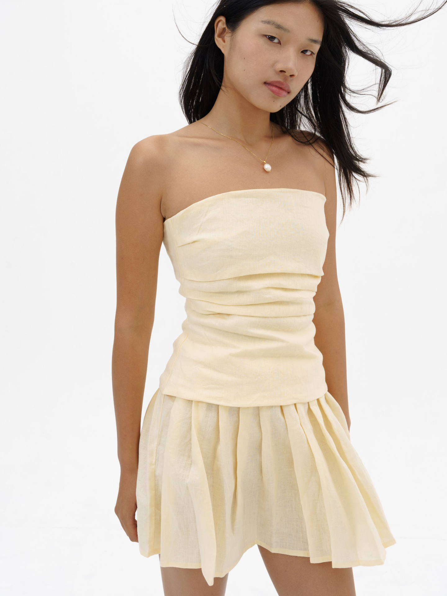 Strapless Linen Top in Buttery Cream