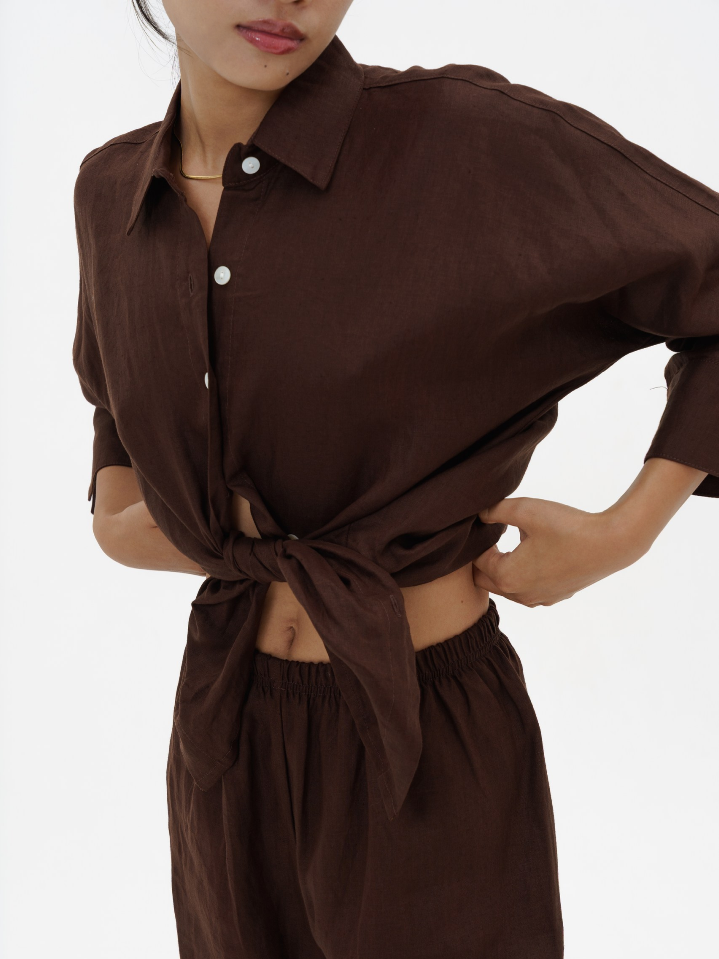 Linen Relaxed Pants in Dark Chocolate