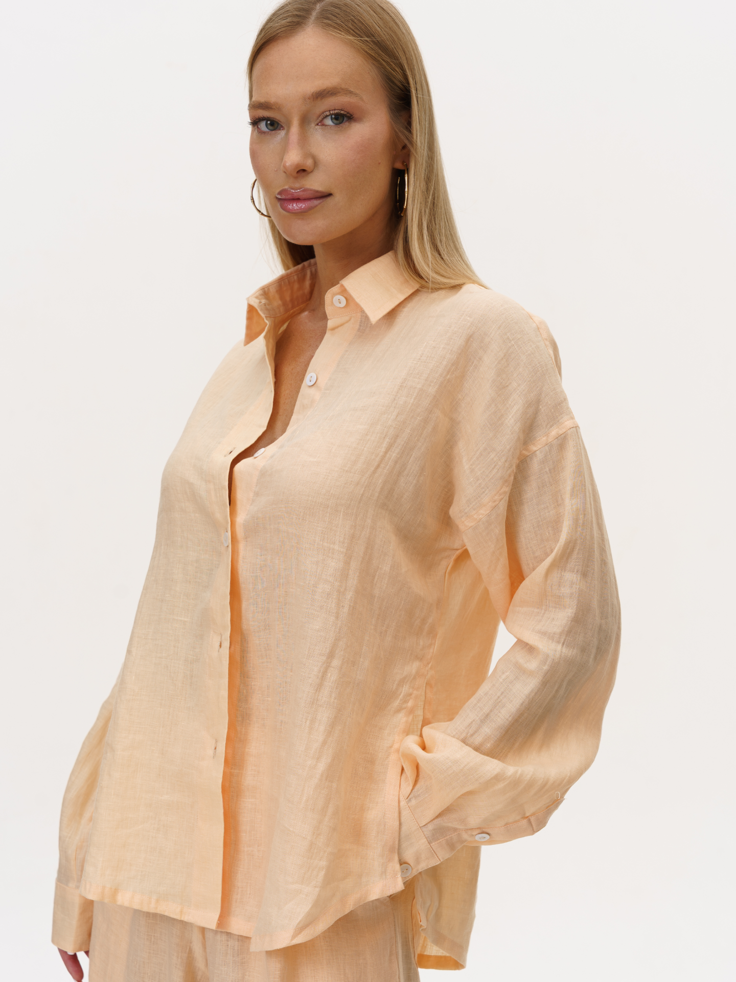 Aura Linen Shirt in Peach