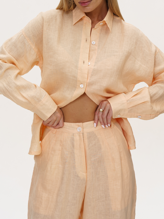 Aura Linen Pants in Peach