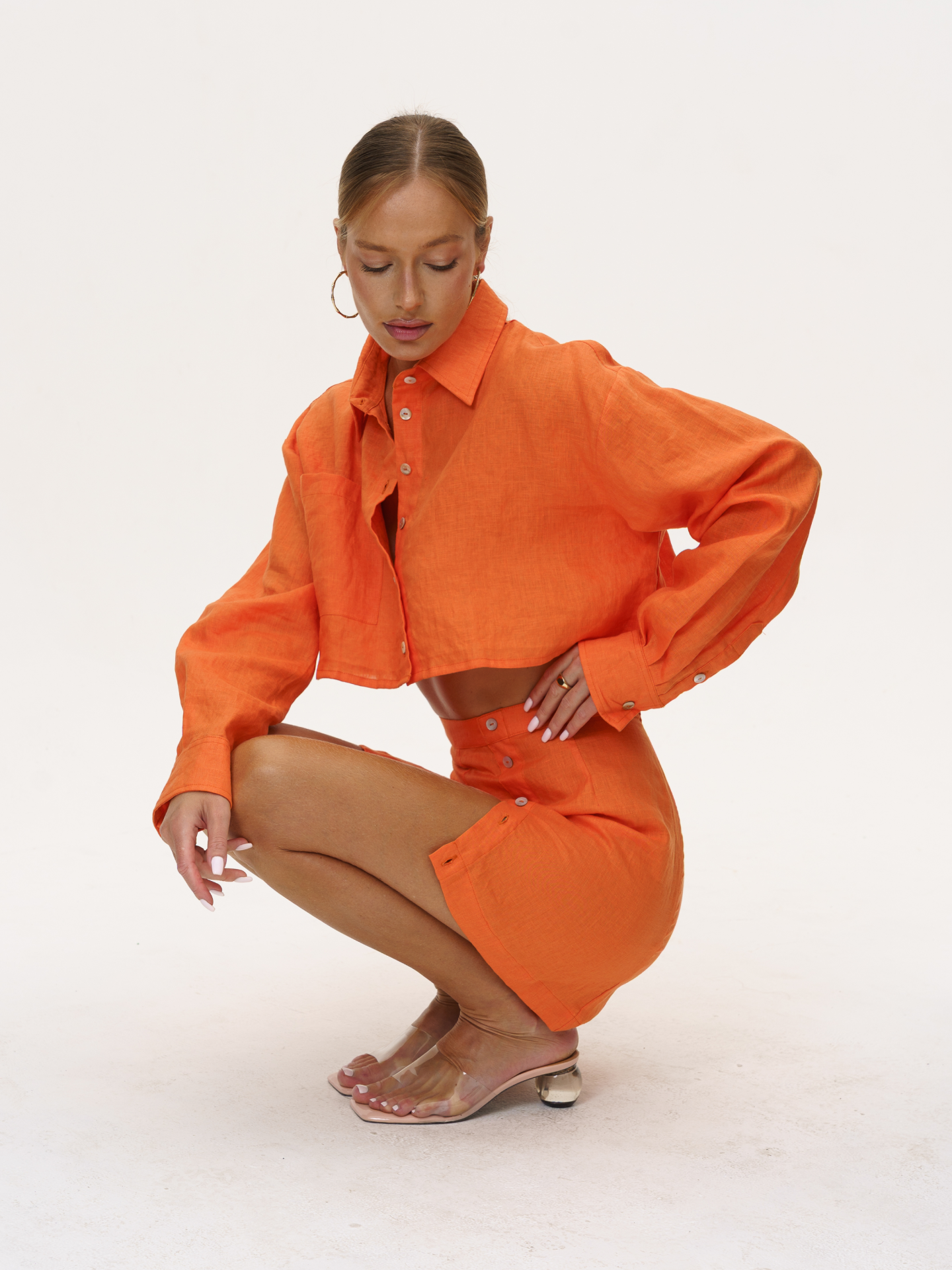 Forme Linen Skirt in Papaya