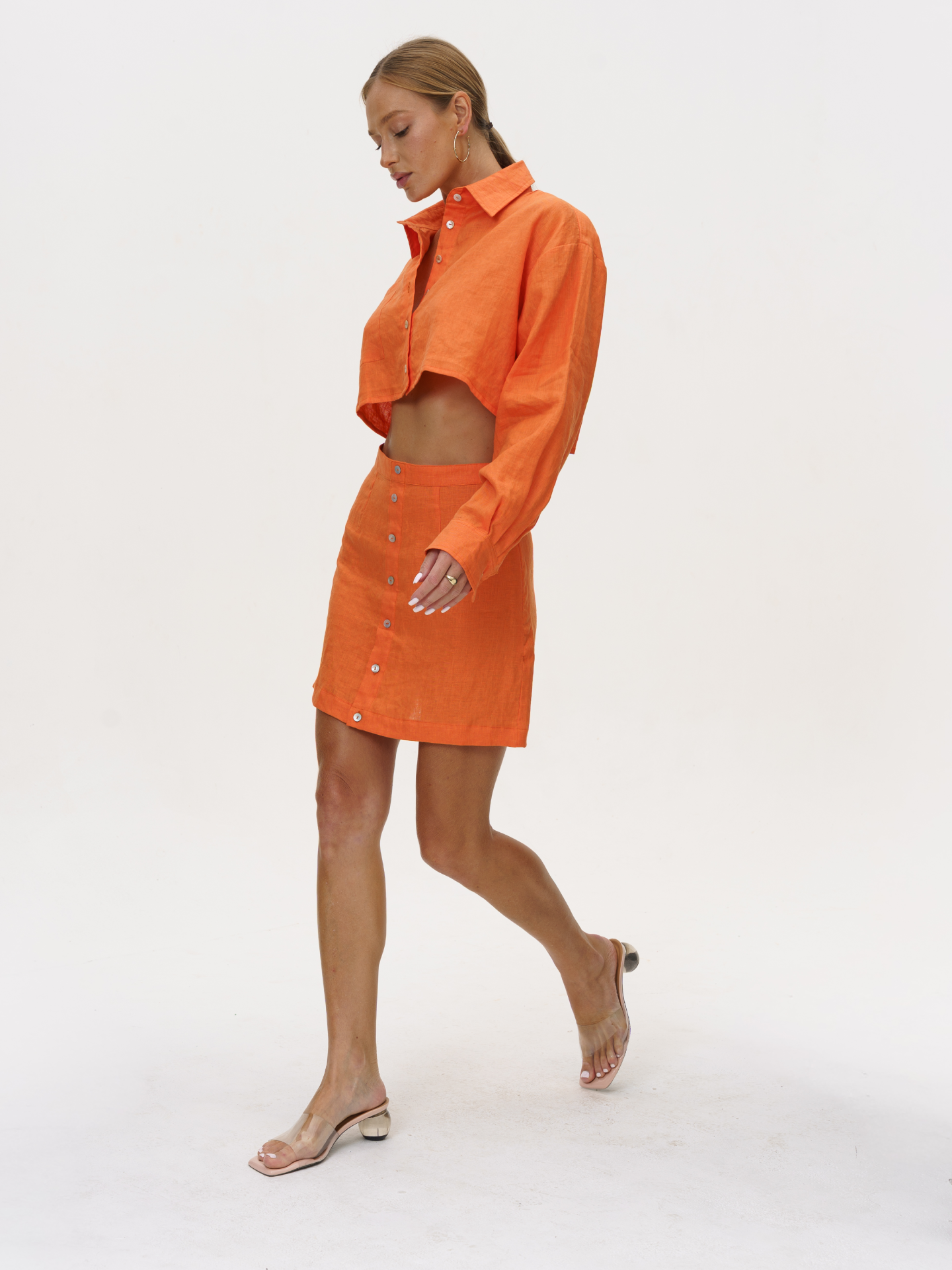 Forme Linen Skirt in Papaya
