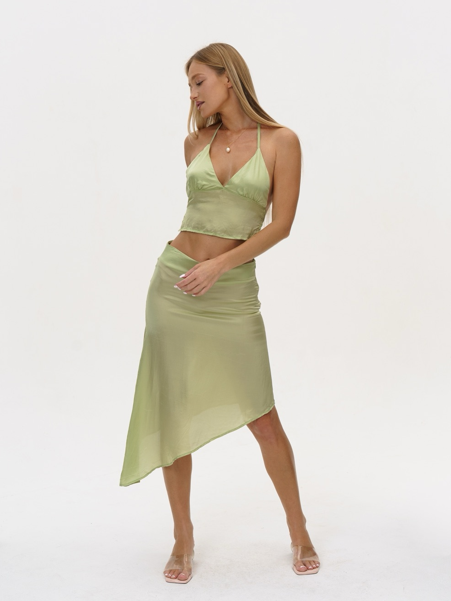 Veil Bias Skirt in Sage