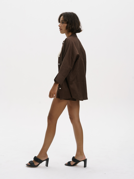 Blooming Linen Shirt in Brown