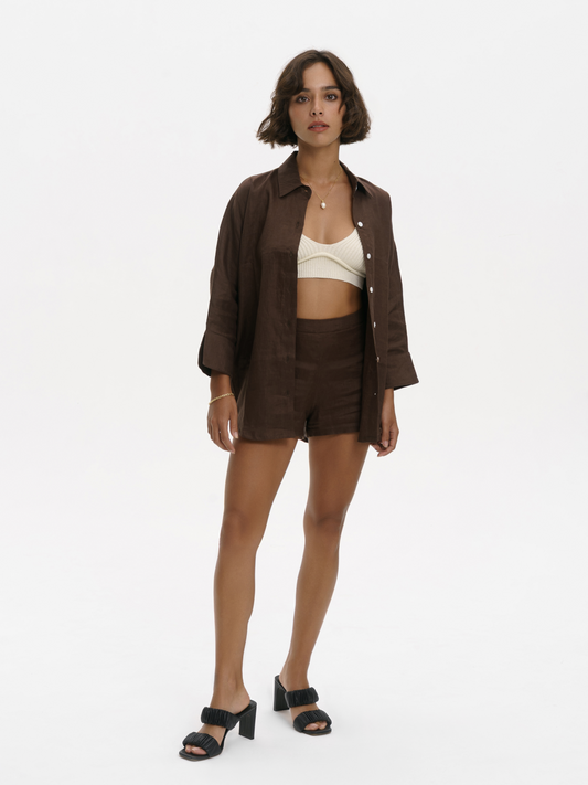 Blooming Linen Shirt in Brown