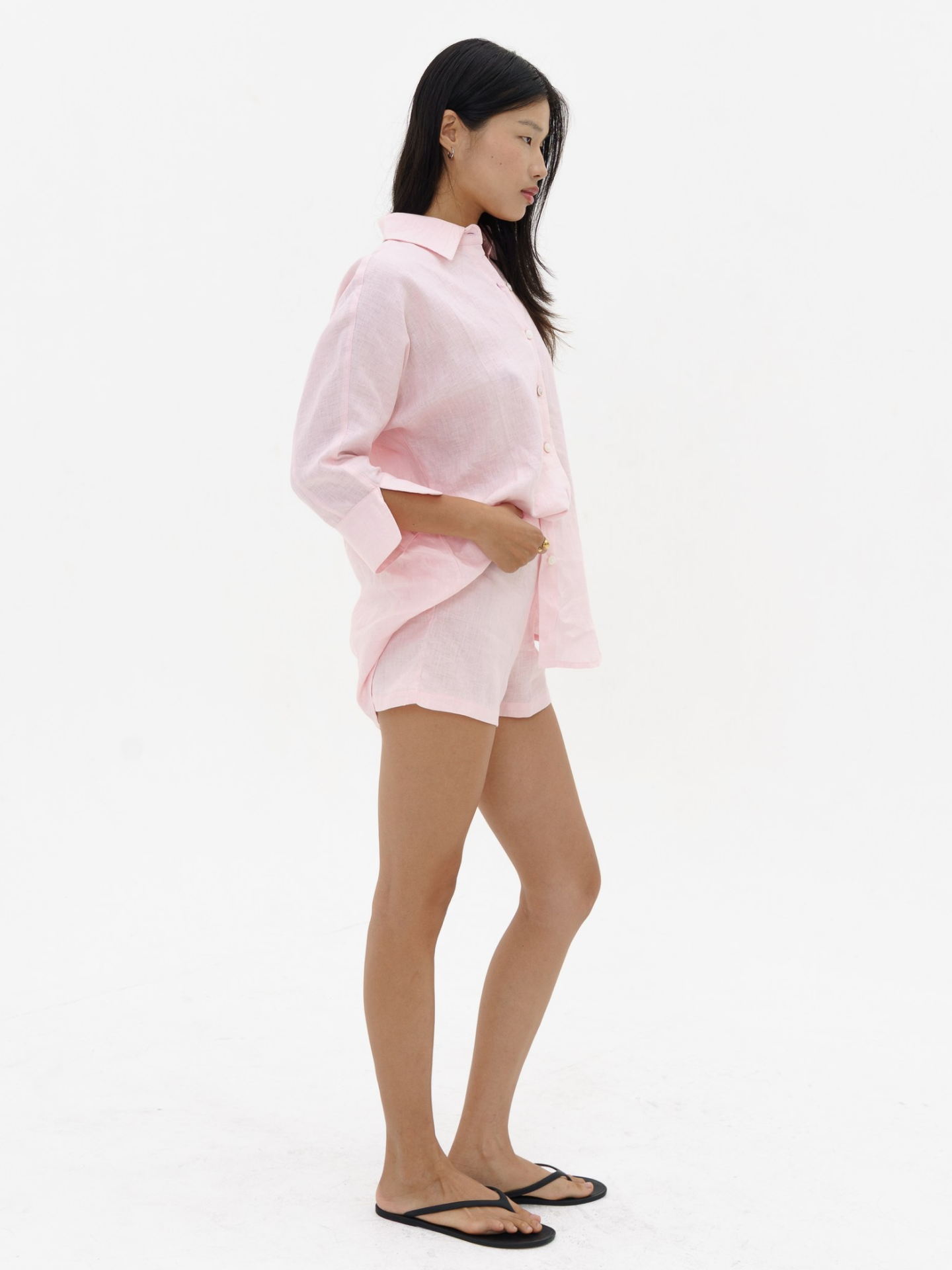 Blooming Linen Shirt in Baby Pink