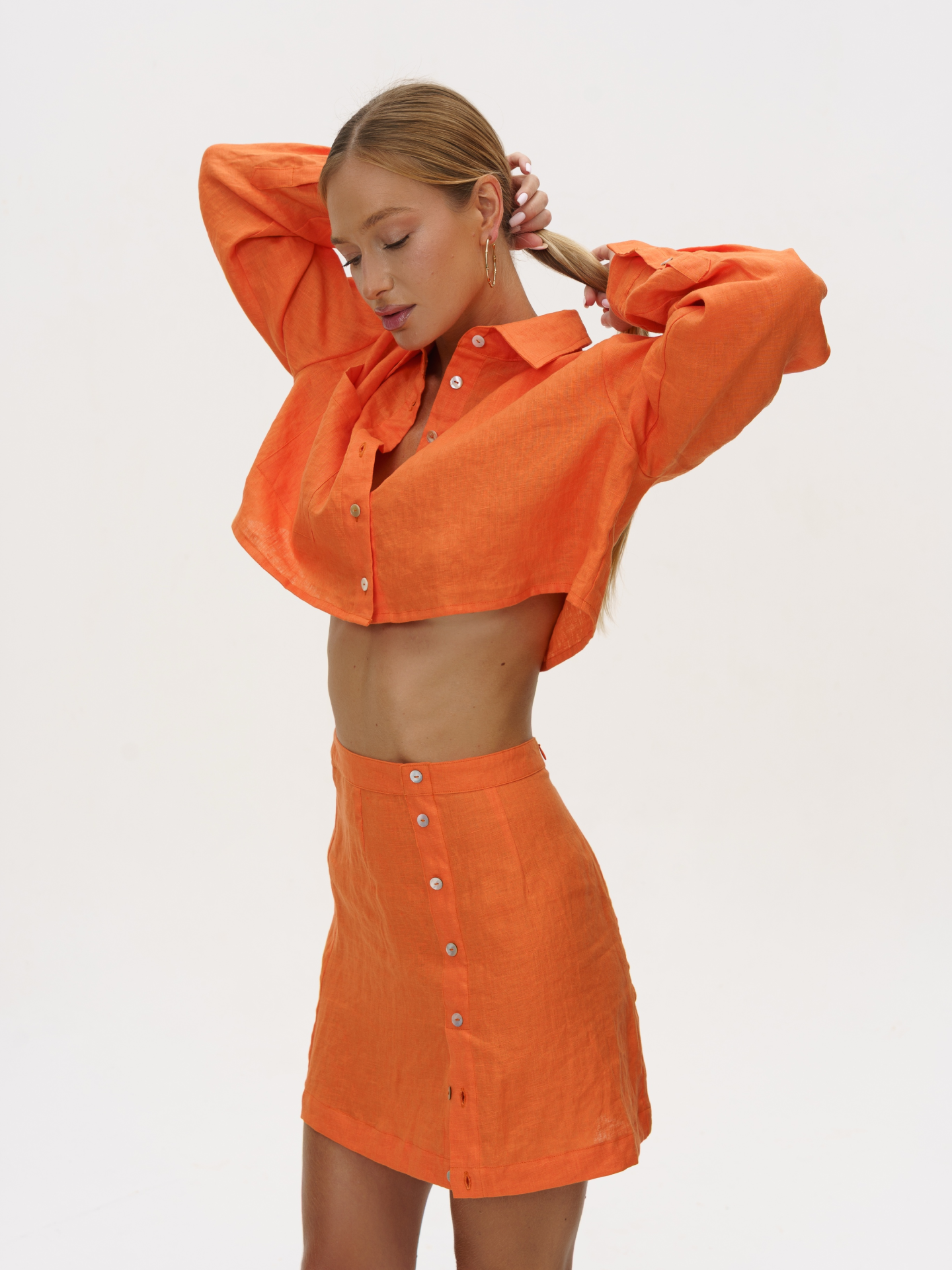 Forme Linen Skirt in Papaya