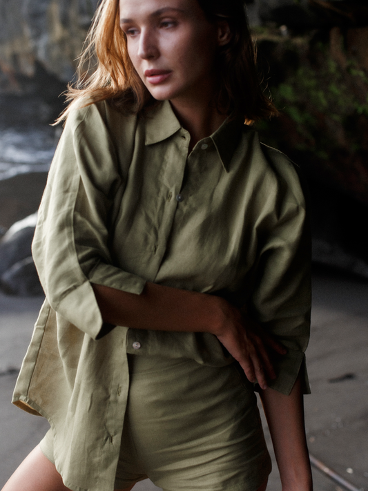 Blooming Linen Shirt in Lime