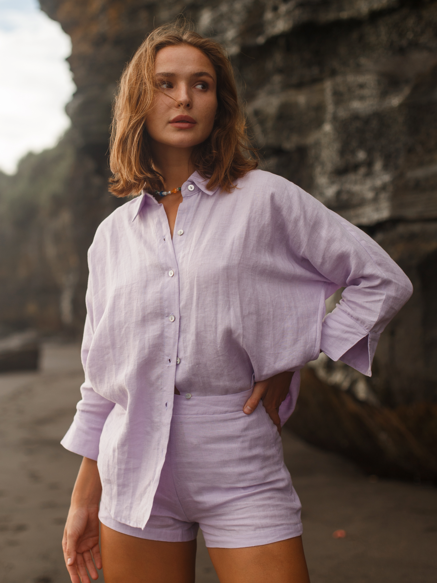 Blooming Linen Shirt in Lavender