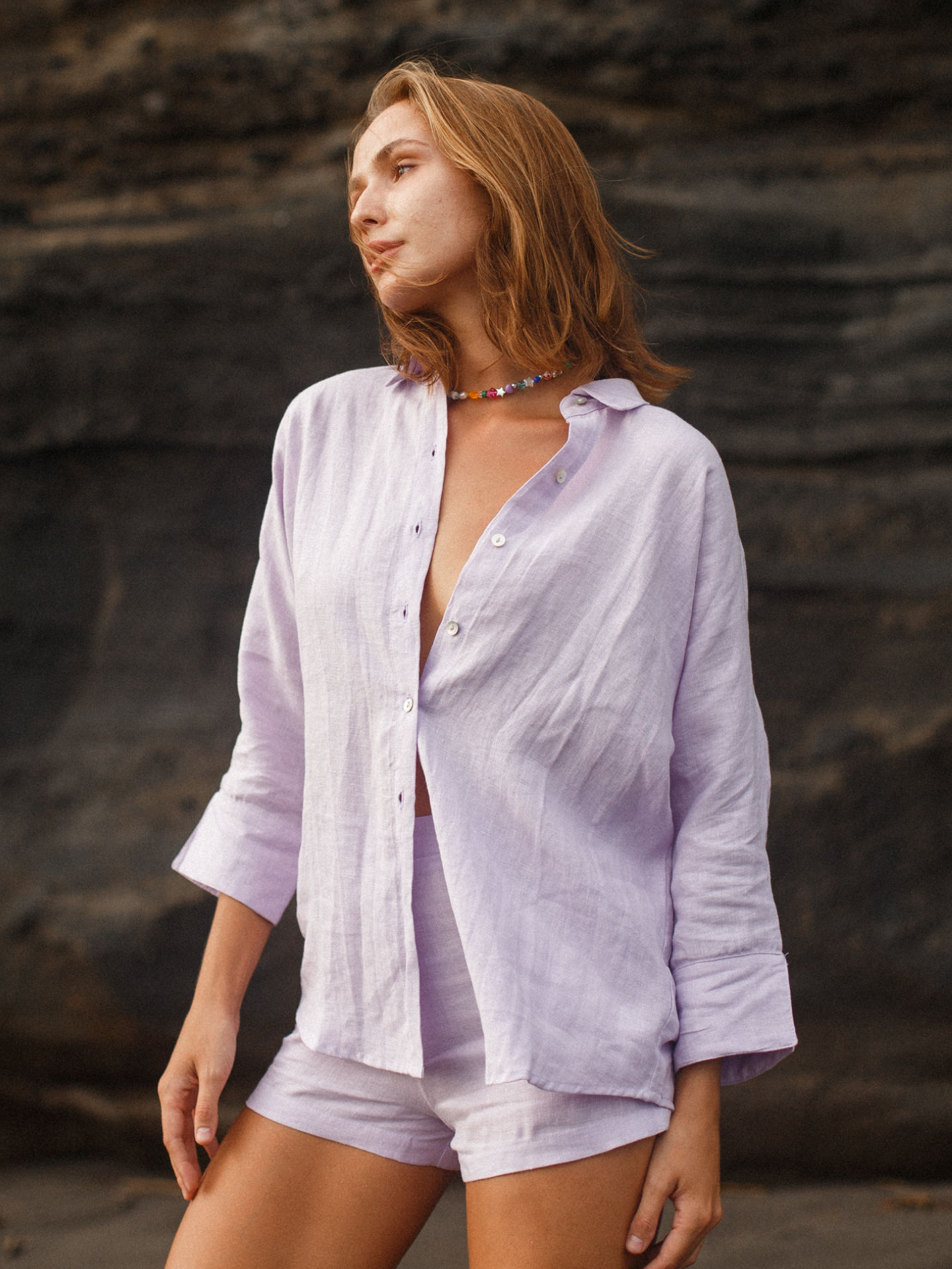 Blooming Linen Shirt in Lavender